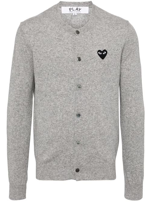 Cardigan con emblema a cuore nero COMME DES GARÇONS PLAY | AXN0230512LIGHTGREY